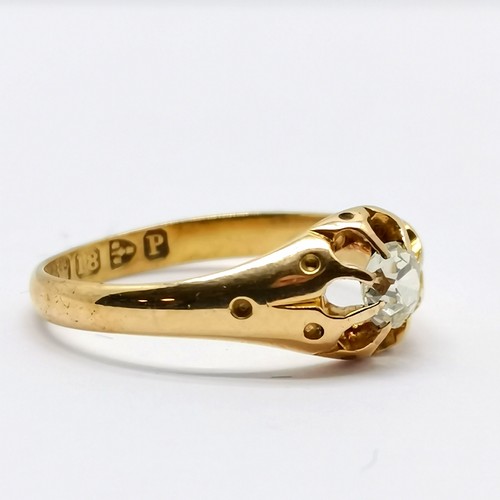 669 - 1899 antique 18ct Chester hallmarked gold diamond solitaire ring - size M½ & 3.1g total weight ~ dia... 