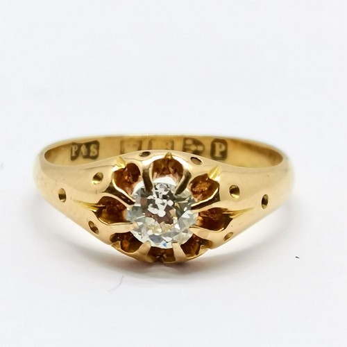 669 - 1899 antique 18ct Chester hallmarked gold diamond solitaire ring - size M½ & 3.1g total weight ~ dia... 