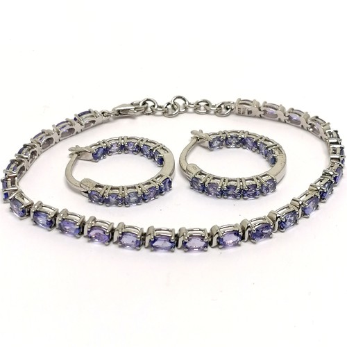 710 - Silver TGGC stone set bracelet (20cm) & earrings - 15g total weight