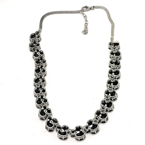 715 - Silver double row stone set necklet - 46cm & 39g total weight