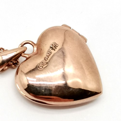 729 - Clogau Cariad locket (unmarked ? touch tests as 9ct gold) on 9ct hallmarked rose gold 44cm chain - t... 