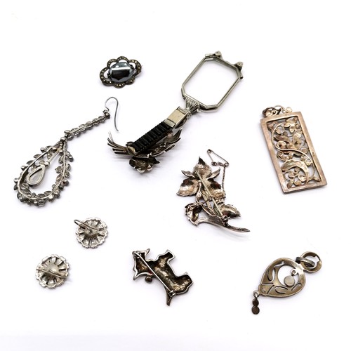 738 - Qty of vintage marcasite stone set jewellery inc some silver, lorgnettes are 15cm open and slight a/... 