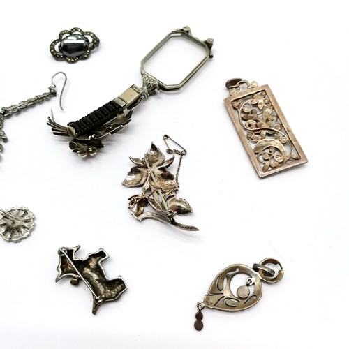 738 - Qty of vintage marcasite stone set jewellery inc some silver, lorgnettes are 15cm open and slight a/... 