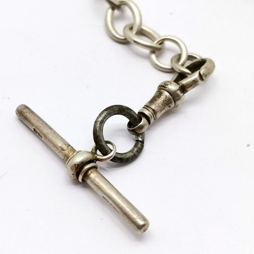 741 - Antique silver hallmarked albert chain - 42cm & 38g total weight ~ has replacement link