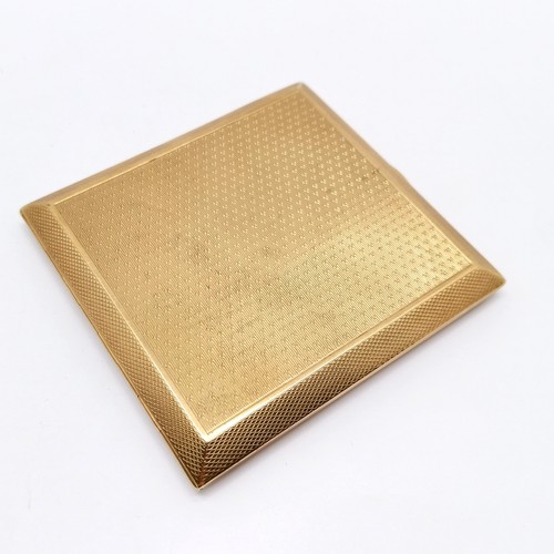 767 - 1925 9ct hallmarked gold engine turned cigarette case by Horton & Allday ~ approx 9cm square & 124.5... 