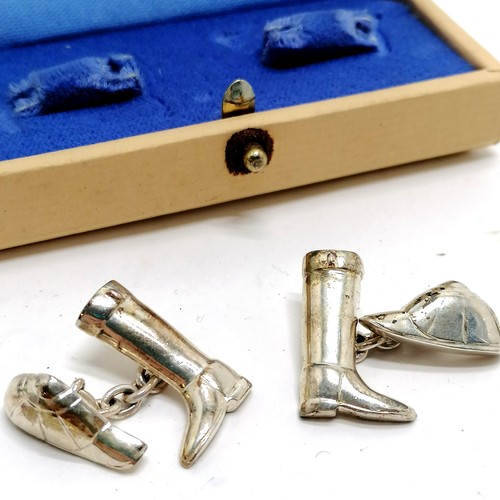 768 - Links of London cased silver jockey boots / cap cufflinks - box size 9cm x 4.5cm