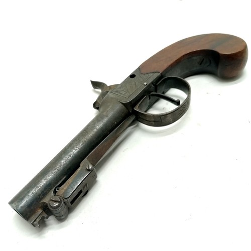 111 - 19th century percussion pistol with spring spike bayonet by Smith (London) - has proof marks to unsc... 