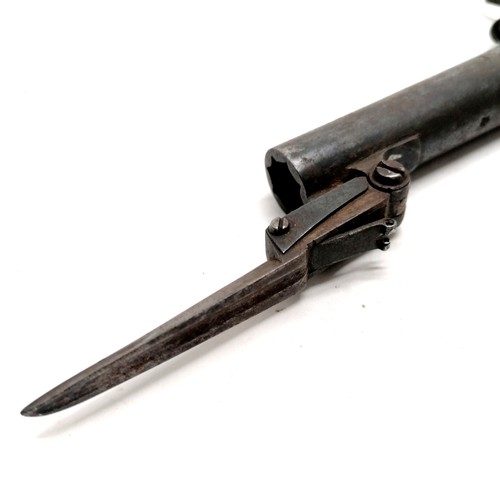 111 - 19th century percussion pistol with spring spike bayonet by Smith (London) - has proof marks to unsc... 