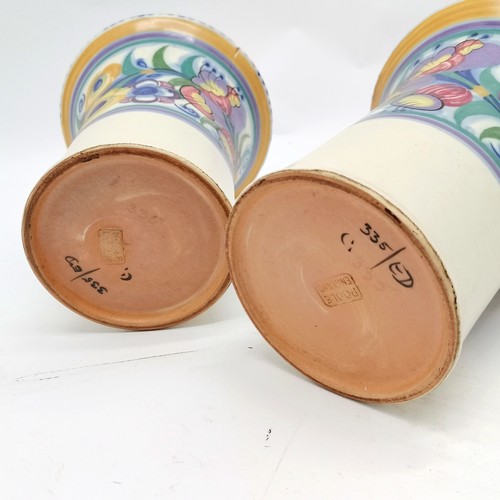 127 - 2 x Poole England pottery flared top vases #335/ED decorated by Dorothy James (Mainstone 1924-35) ~ ... 