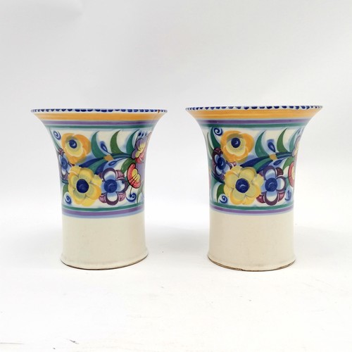 127 - 2 x Poole England pottery flared top vases #335/ED decorated by Dorothy James (Mainstone 1924-35) ~ ... 