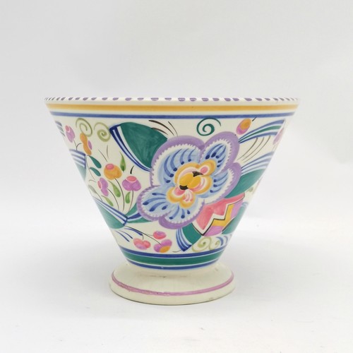 140 - Poole England pottery flared top vase on a pedestal base #181/V (also marked 2083 A Med 3) & decorat... 