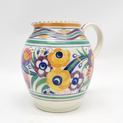 152 - Poole England pottery jug #303/YO decorated by Eileen Prangnell (Chennell 1924-37) 20cm high with no... 