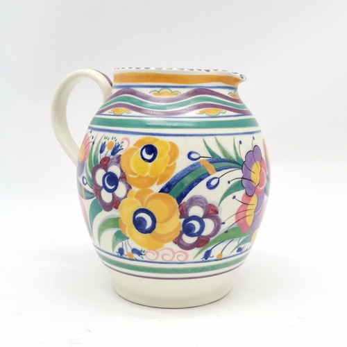 152 - Poole England pottery jug #303/YO decorated by Eileen Prangnell (Chennell 1924-37) 20cm high with no... 