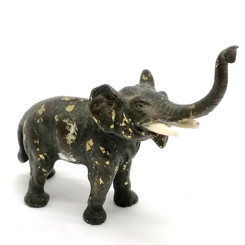 159 - 3 x cold painted bronze studies of elephants - largest 11cm across x 7cm high ~ slight paint losses