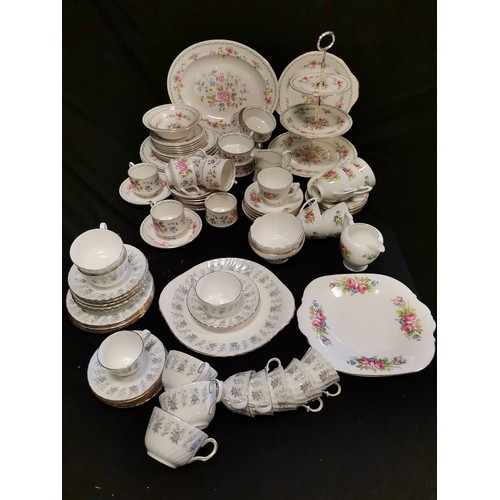 198 - Paragon Tay San part Tea & dinner service including a 3 tier cake stand 36cm high, Royal Doulton Arc... 