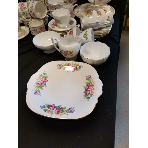 198 - Paragon Tay San part Tea & dinner service including a 3 tier cake stand 36cm high, Royal Doulton Arc... 