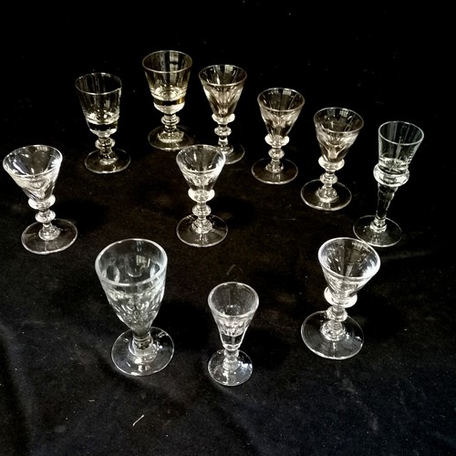 203 - Collection of 11 x toasting glasses inc antique - tallest glass 12cm and all with no obvious damage