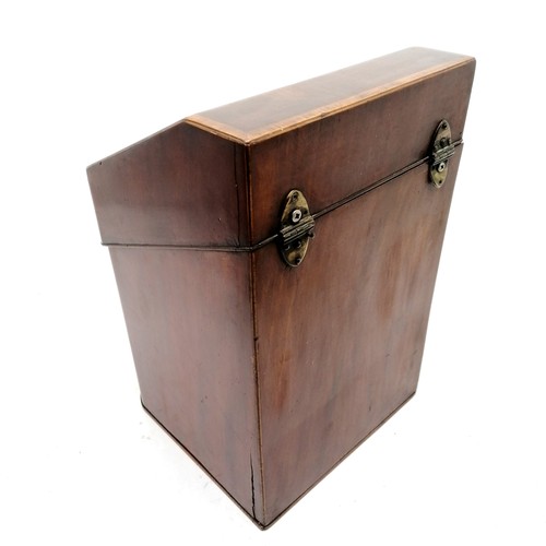 217 - Antique flame mahogany veneered knife box with inlaid detail - 36cm high x 24cm wide x 28cm deep ~ a... 