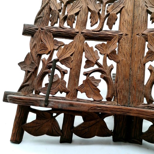 232 - Antique Black Forest carved wooden folding bookstand with flower and leaf detail33cm wide x 30cm hig... 