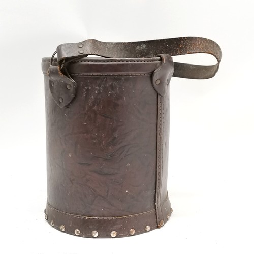 233 - Leather bucket with studded detail 24cm diameter x 34cm high not including the handle