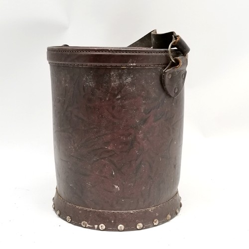 233 - Leather bucket with studded detail 24cm diameter x 34cm high not including the handle