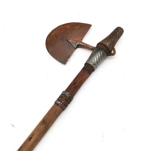 235 - African Zulu axe with wirework detail and shaped wooden handle 78cm long