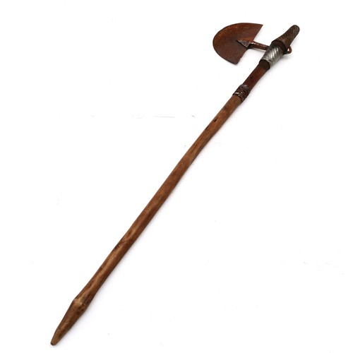 235 - African Zulu axe with wirework detail and shaped wooden handle 78cm long