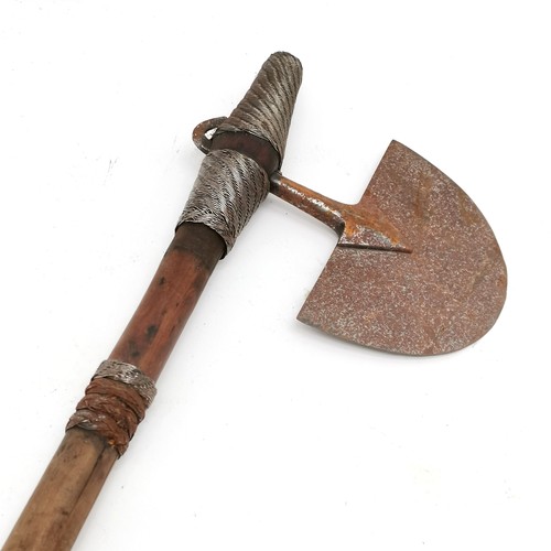 235 - African Zulu axe with wirework detail and shaped wooden handle 78cm long