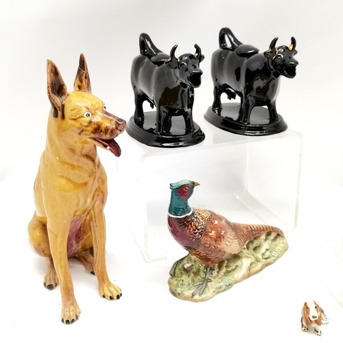 236 - quantity of ceramics including Beswick pheasant 14cm high, 2 antique black cow creamers, elephant, 4... 