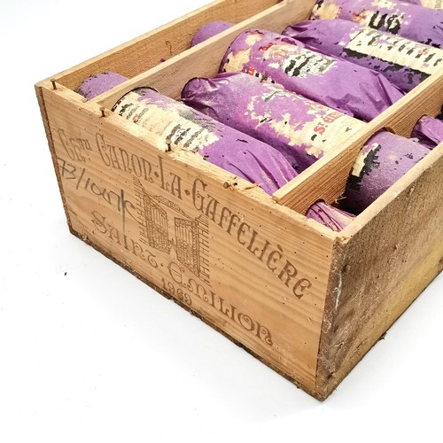 241 - Crate of 12 unopened bottles of wine - Chateau Canon-La- Gaffeliere Saint Emilion 1969 - the labels ... 