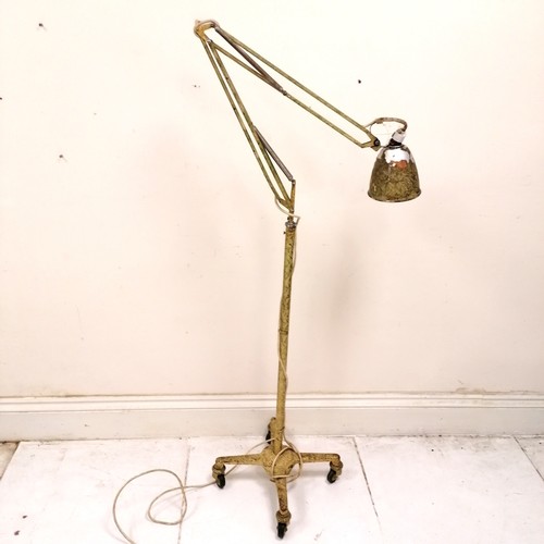 250 - Vintage floor standing anglepoise lamp with paint decoration - has some losses to the paint decorati... 