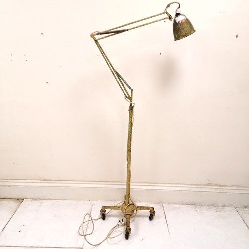 250 - Vintage floor standing anglepoise lamp with paint decoration - has some losses to the paint decorati... 