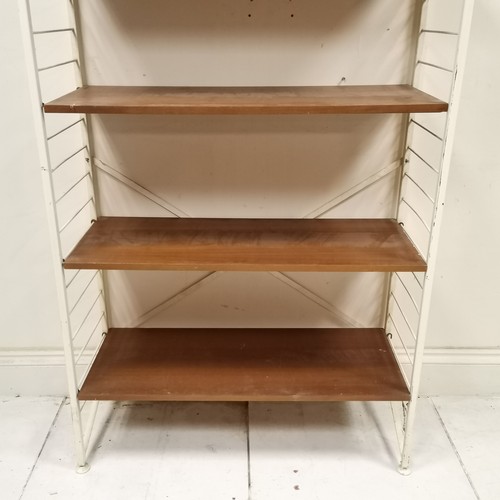 256 - Mid century Ladderax tall shelf unit with teak shelves - 200cm high x 92cm wide x 36cm deep