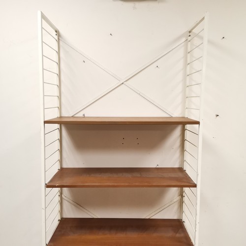 256 - Mid century Ladderax tall shelf unit with teak shelves - 200cm high x 92cm wide x 36cm deep