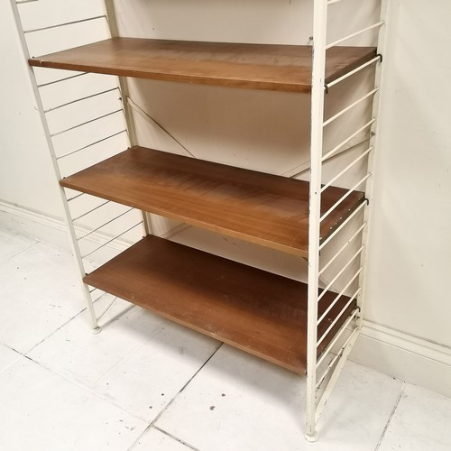 256 - Mid century Ladderax tall shelf unit with teak shelves - 200cm high x 92cm wide x 36cm deep