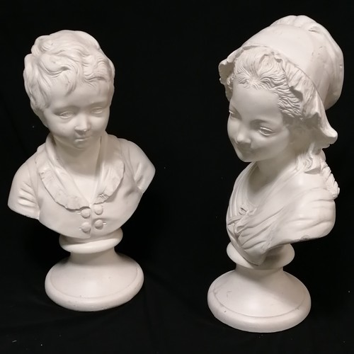 264 - Pair of classical plaster figural busts tallest 45cm high - some small losses otherwise in good used... 