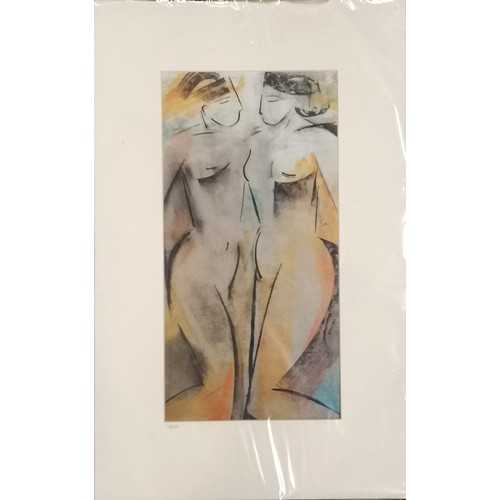 270 - Mary Stork (1938-2007) print of a 2 female nudes signed to the mount 57cm x 36cm total size