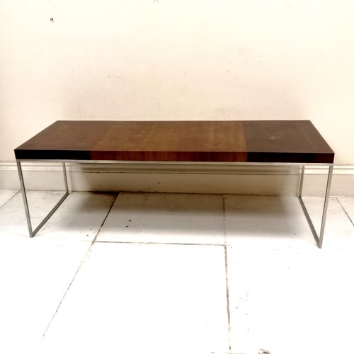 281 - Mid century hardwood and chrome coffee table - in good used condition - 135cm long x 50cm wide x 44.... 