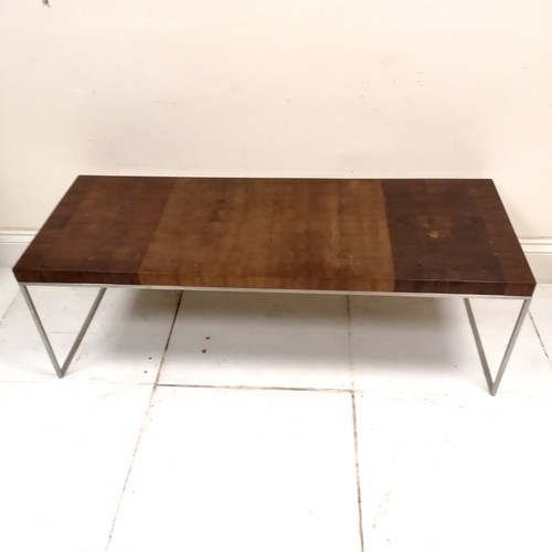 281 - Mid century hardwood and chrome coffee table - in good used condition - 135cm long x 50cm wide x 44.... 