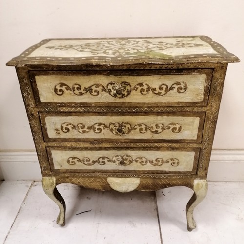 287 - 2 vintage French painted small drawer units/bedside tables - both have losses to the paint finish - ... 