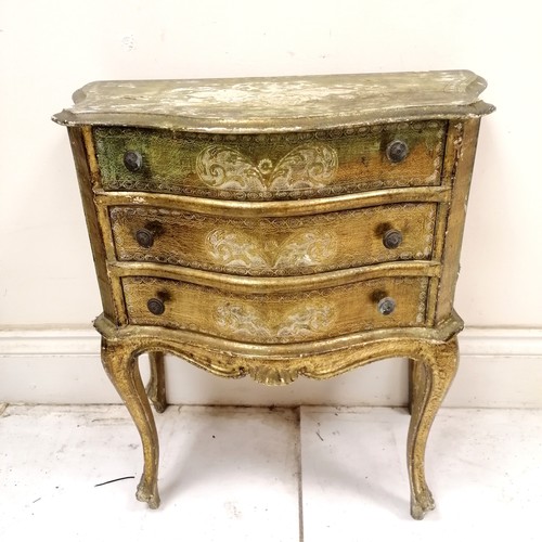 287 - 2 vintage French painted small drawer units/bedside tables - both have losses to the paint finish - ... 