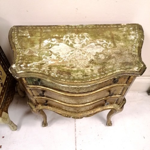 287 - 2 vintage French painted small drawer units/bedside tables - both have losses to the paint finish - ... 