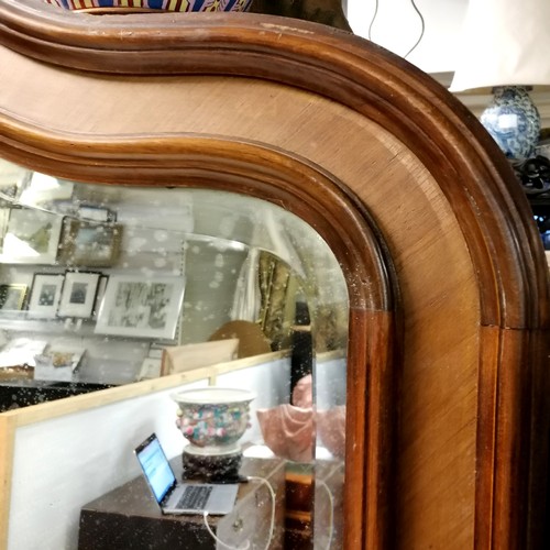 291 - Large dark wood framed mirror with bevelled glass - 120cm wide x 190cm high