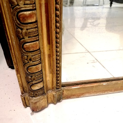 298 - Antique large carved giltwood framed overmantle mirror  - in good used condition - 105cm wide x 161c... 