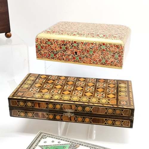 310 - 6 x boxes inc kashmiri hand decorated (25cm x 17.5cm x 9cm) etc - some slight a/f