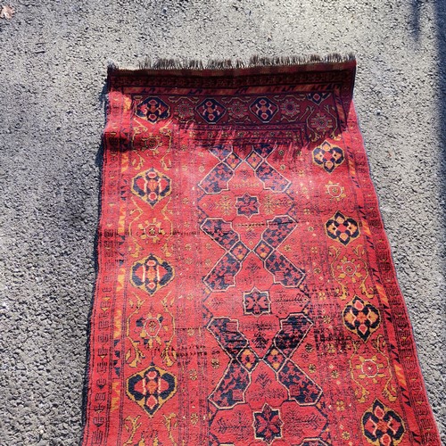 315 - long red wool runner - 479cm x 83cm