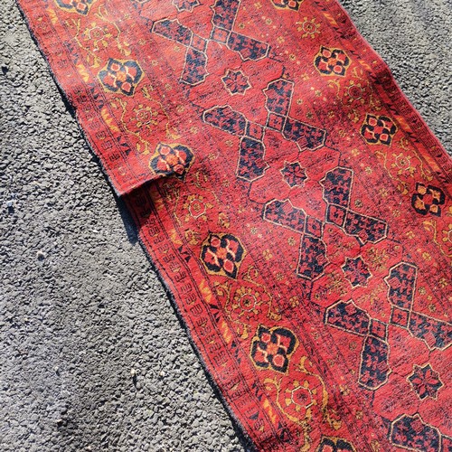 315 - long red wool runner - 479cm x 83cm