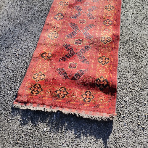 315 - long red wool runner - 479cm x 83cm