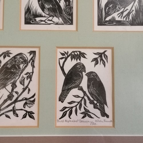 321 - Hilda Frank (later Mrs Hilda Stanley) framed engraved bird alphabet set (from a ltd ed of 20) - fram... 