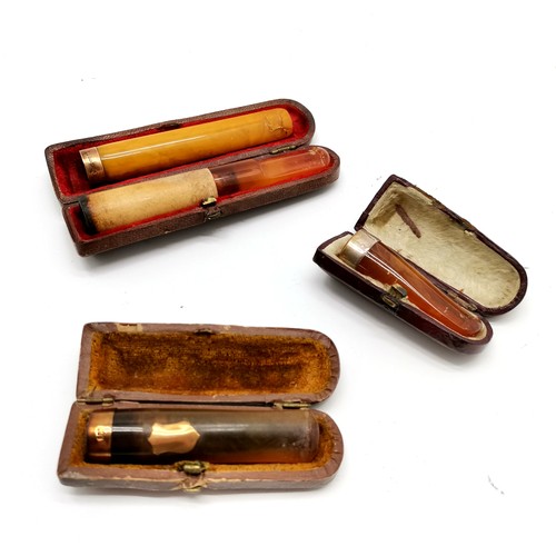 324 - Qty of misc inc 15ct gold mounted cheroot, cased cheroot holders, propelling pencils, penknives etc